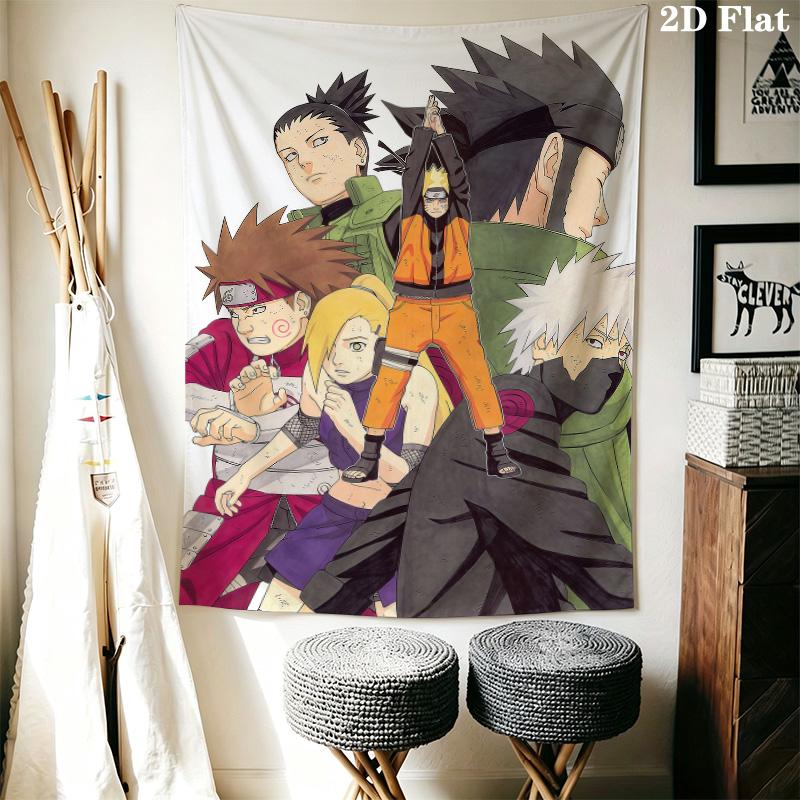 Naruto Team Celebration Wall Tapestry Aesthetic Wall Hanging Printed Fabric Blanket Decorative Tapestries For Bedroom Living Room Home Decor