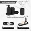 4-in-1 Dish Soap Dispenser Toothbrush Toothpaste Holders Storage Tray Bathroom Kitchen Accessories Hand Soap Dispenser Set