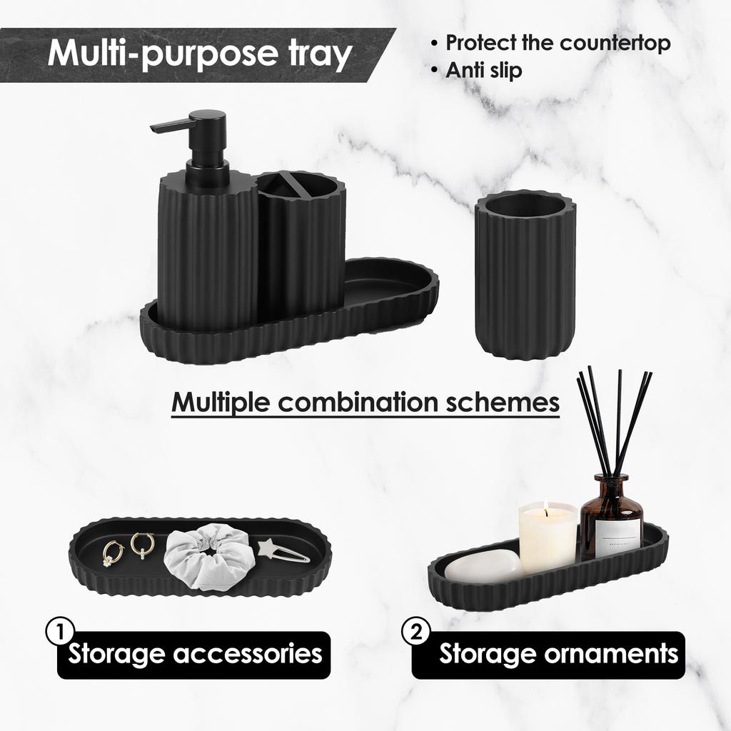 4-in-1 Dish Soap Dispenser Toothbrush Toothpaste Holders Storage Tray Bathroom Kitchen Accessories Hand Soap Dispenser Set