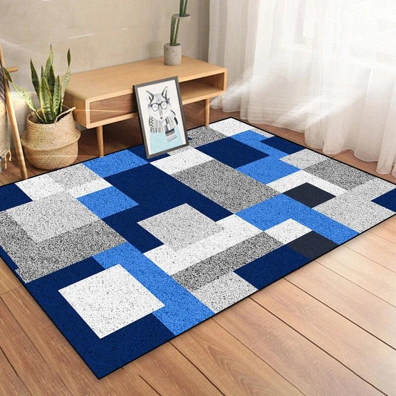 Cream Tone Geometric Area Rug – Modern Non-Slip Living Room Carpet, Washable Floor Mat for Bedroom Bedside Decor