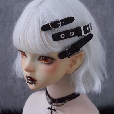 Horquilla de pelo con hebilla de cuero original hecha a mano, estilo punk, subcultura Y2K, para chicas, horquilla de pico de pato negra