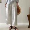 Johnature Japanese Vintage Lace Patchwork Pants Women Casual Simple Loose Pants Summer