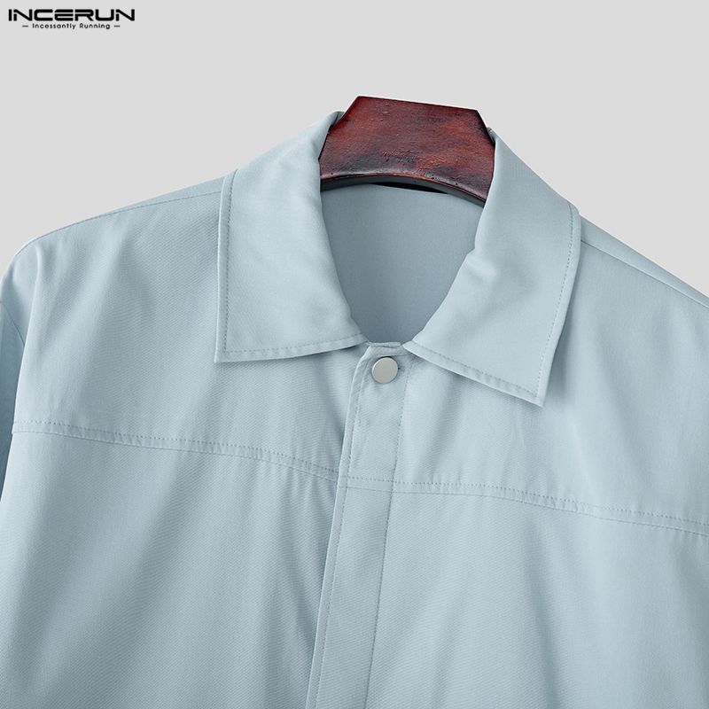 INCERUN Spring Men Casual Lapel Long Sleeve Buttons Up Cargo Jackets Coats