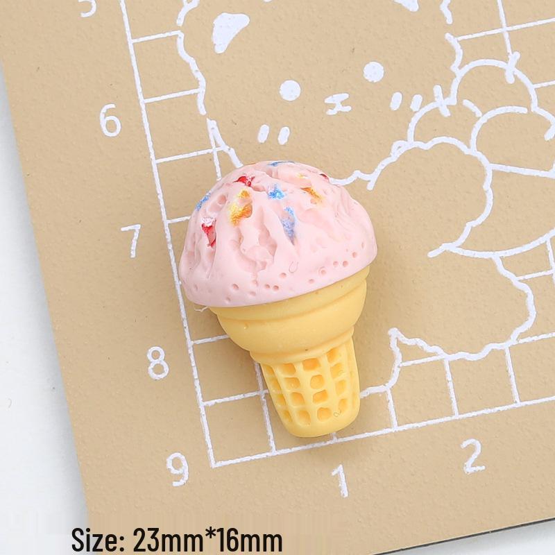 Multicolor Ice Cream Cone Cartoon Resin Ornament DIY Hair Clip Accessories Pack
