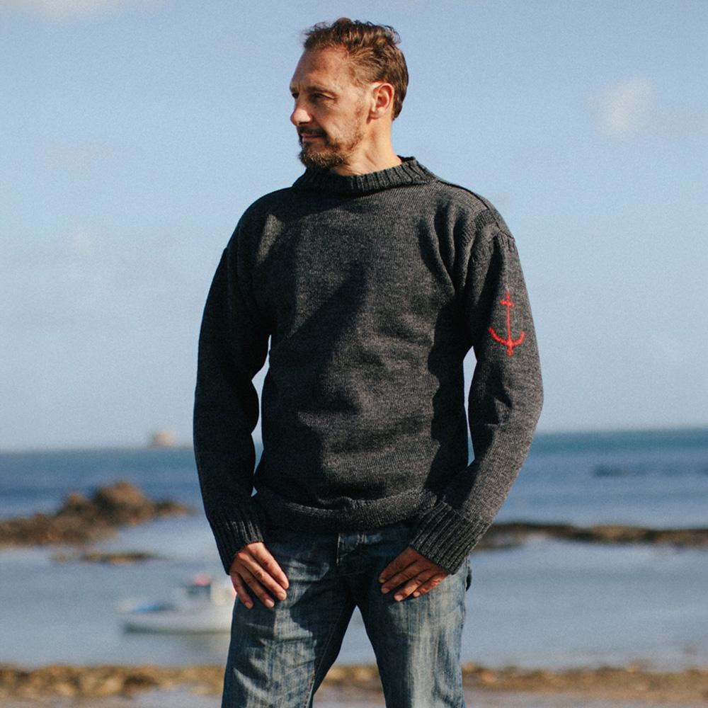 Geonjiulleunseu Fisherman Whole Garment Sweater - Charcoal