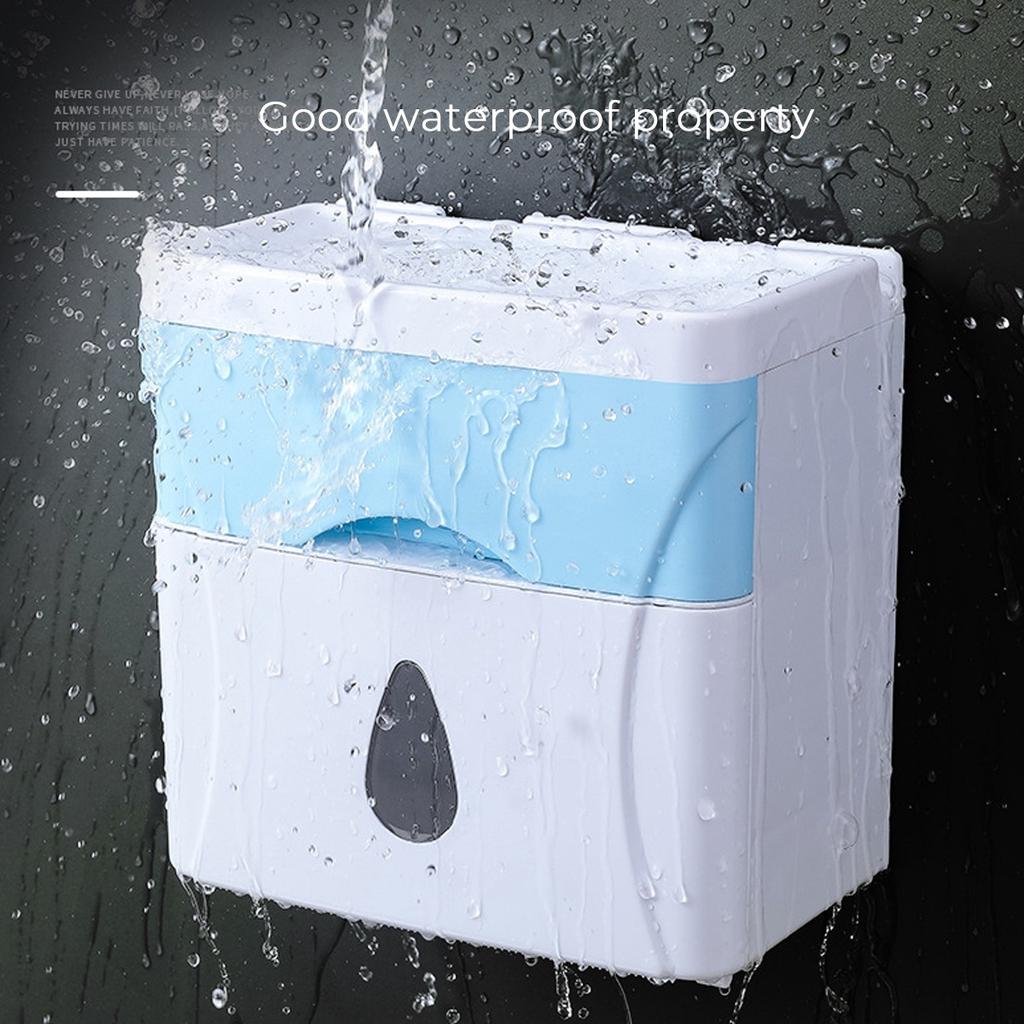 WTEMPO Doppelschichtige Wandmontierte Taschentuchbox Perforationsfreie Papierfach Wasserdicht Toilettenpapier Aufbewahrungsregal Rollenpapier Taschentuchhalter