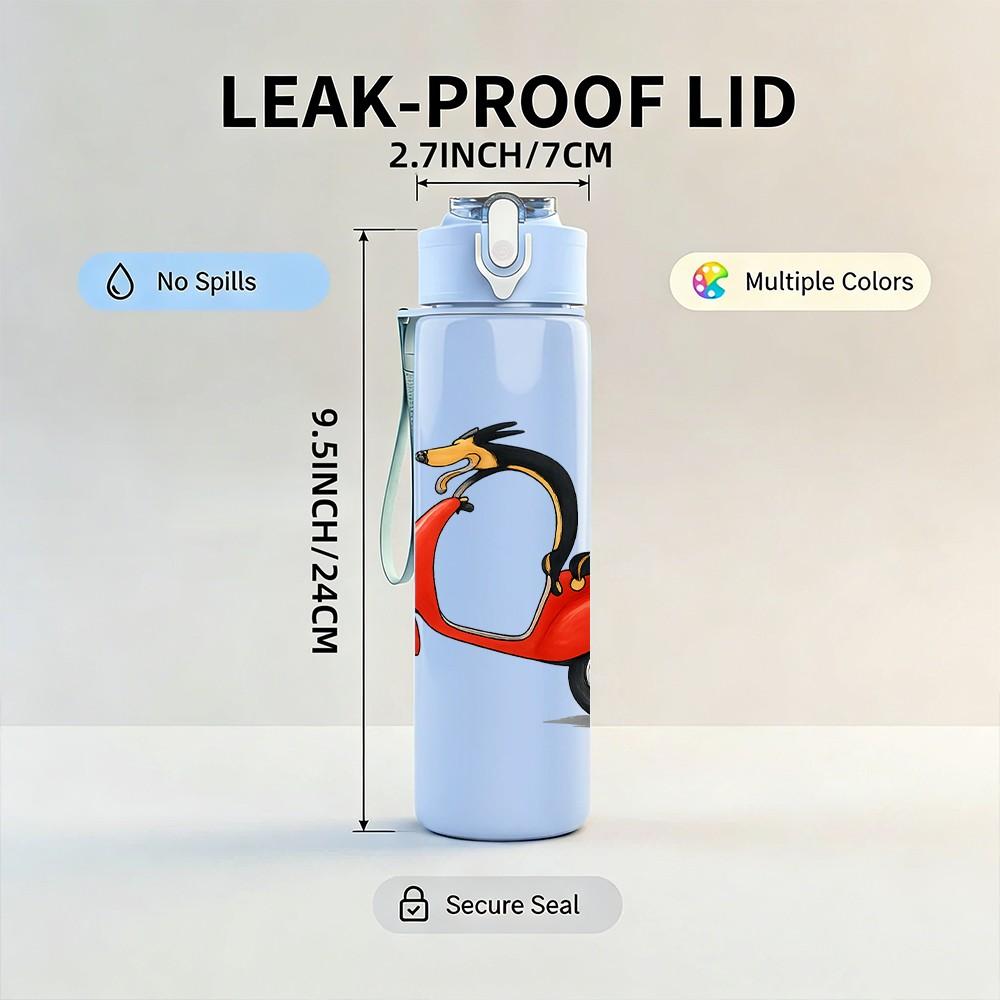 1PC Scooter Bird Cartoon Art 750ml Color Plastic Sports Water Bottle Leakproof Flip Straw Lid Suitable for Sports Office Home Use