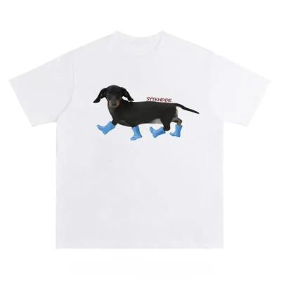 Dachshund Printed Short Sleeve T-Shirt Ladies Summer High Street Couple Half Sleeve T-Shirt Graphic T Shirts Vintage Y2K