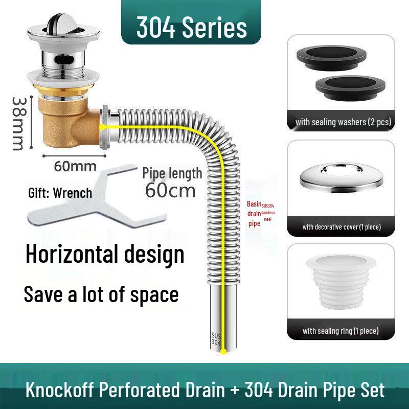 TLXT Stainless Steel Pop-Up Basin Drain