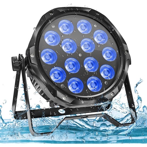 U`King 70W 14 LED Waterproof Par Light Stage Light, RGBW DMX512 Auto Mode Voice Activated, Stylish, Compact, Freestanding Dimmable, Sound Activated an