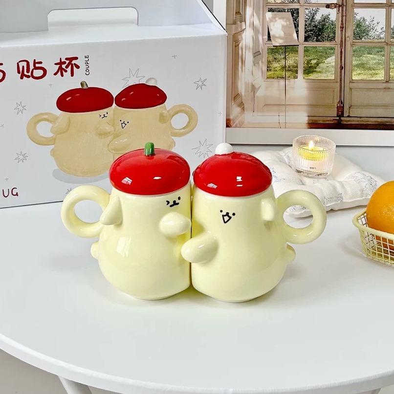 Cartoon Hug Cup Cute Cup Large Capacity Couple Ceramic Cup Gift Box Water Cup High Value Mug Gift