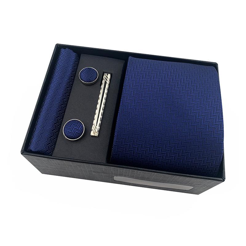 Paisley Men'S Tie Square Cuff Tie Clip Gift Box Set Business Casual Tie Black Gift Box
