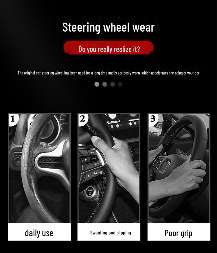 Haima S7/Cupid M6/8S/Family 3rd Gen Steering Wheel Cover: Genuine Leather & Suede with Carbon Fiber