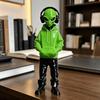 Aesthetic Room Embellishments 3D Printed Alien Figurine with Hoodie And Headphone, Trendy Desktop Custom 3d Collectibles Ornament, Cyber Style Statue