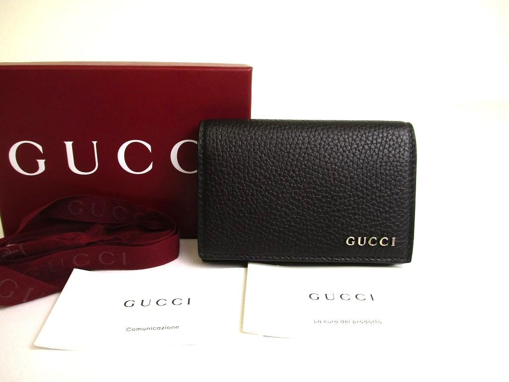 Αυθεντικό Λογότυπο GUCCI Μαύρο Δέρμα Θήκη Επαγγελματικών Καρτών Πιστωτικών Καρτών #a784 Ανακατασκευασμένο