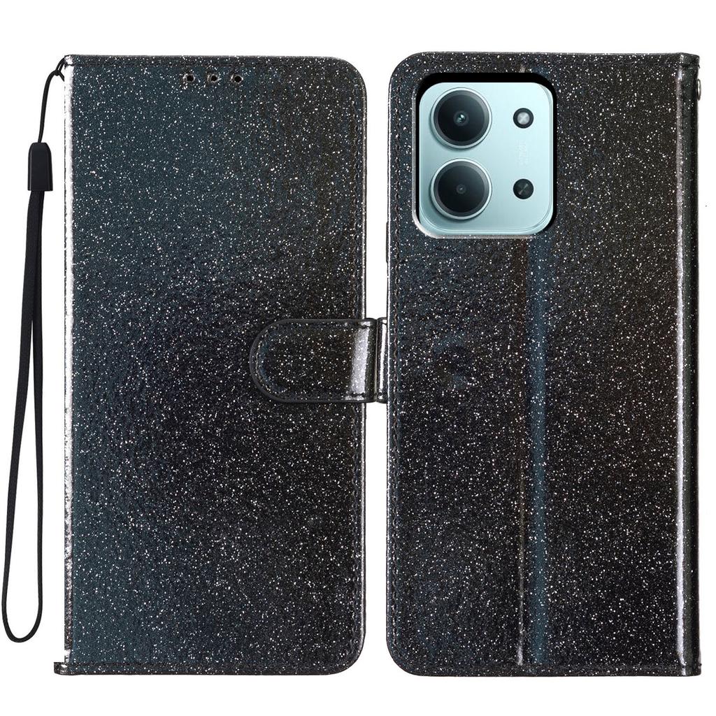 Pro Xiaomi Redmi 15C 4G (Globální) (171 mm)/Poco C85 4G (171 mm) Peněženkové pouzdro třpytivé proti poškrábání kožené stojánkové pouzdro na telefon s popruhem