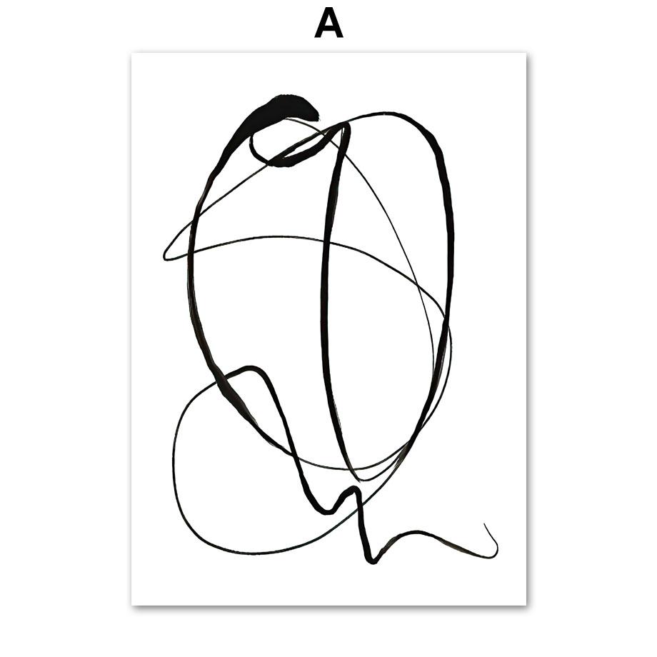 Linie curbă abstractă modernă, vază cu geometrie pentru femeie, poster nordic, imprimare de perete, pictură pe pânză, imagini de decorare pentru camera de zi