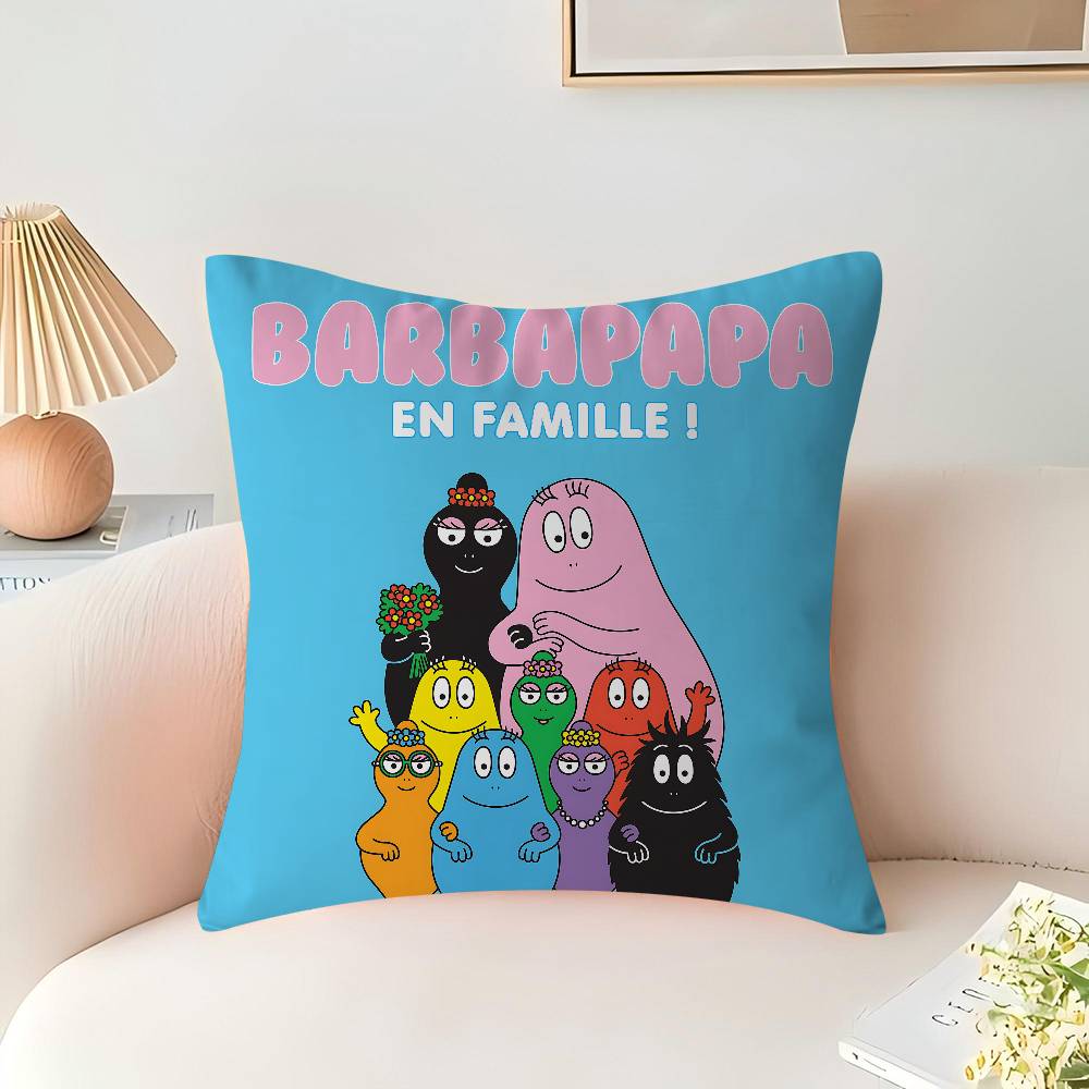 Les Barbapapa Familie Pillow Covers Cartoon Sofa Decorative Home Double-sided Printing Short Plush Cute Cushion Cover