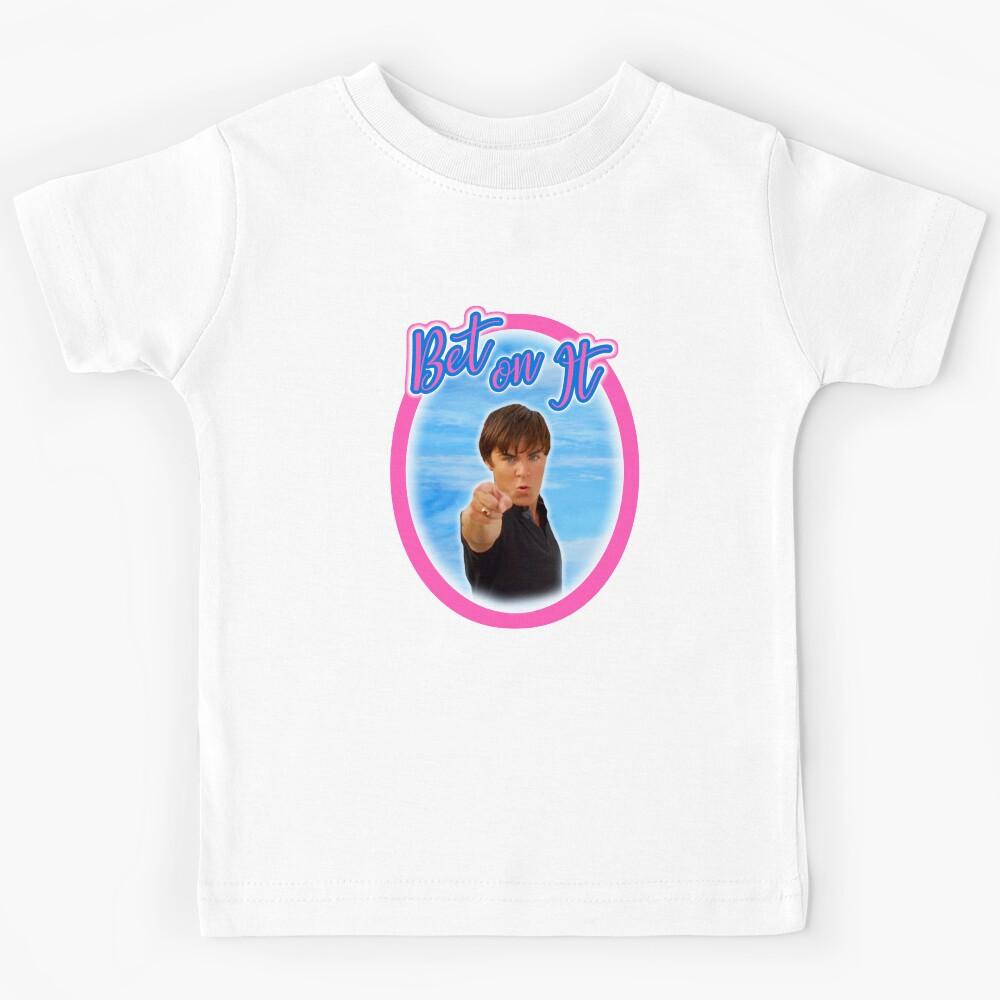 Troy Bolton Says Bet On It High School Musical Zac Efron Fan Art Kids T-Shirt 130