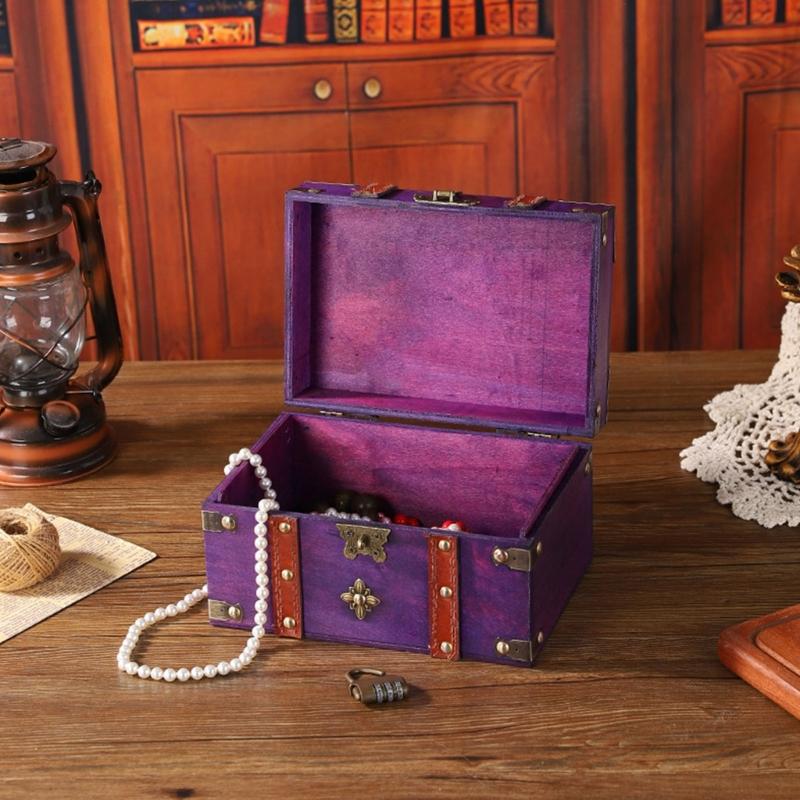 Dekorative Holzkiste für Schmuck und private Besitztümer Elegante Schatztruhe mit kleinem Metallschloss Bürodekoration