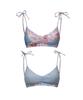 Lupeulupeu Shirred Reversible Bikini Top [Bohemian Patchwork Sky Blue]