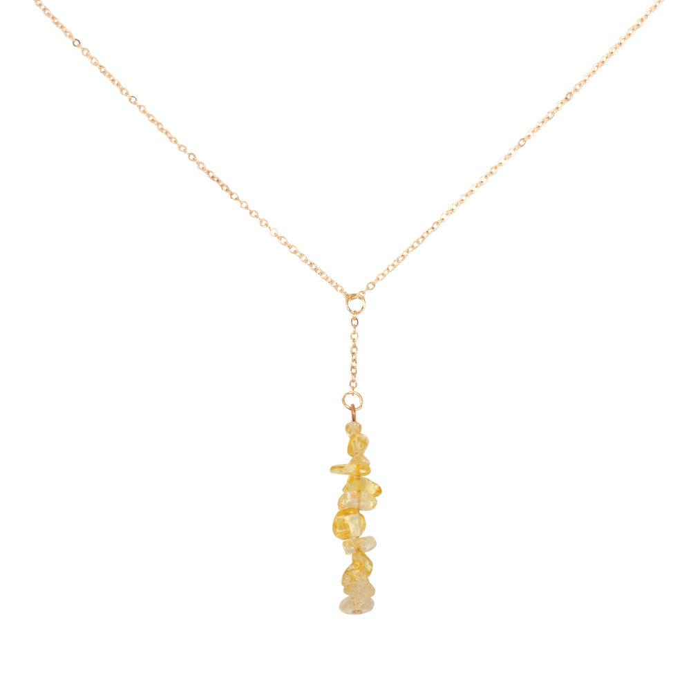 Creative Colorful Raw Crystal Pendant Necklace, Ins Trendy Clavicle Choker