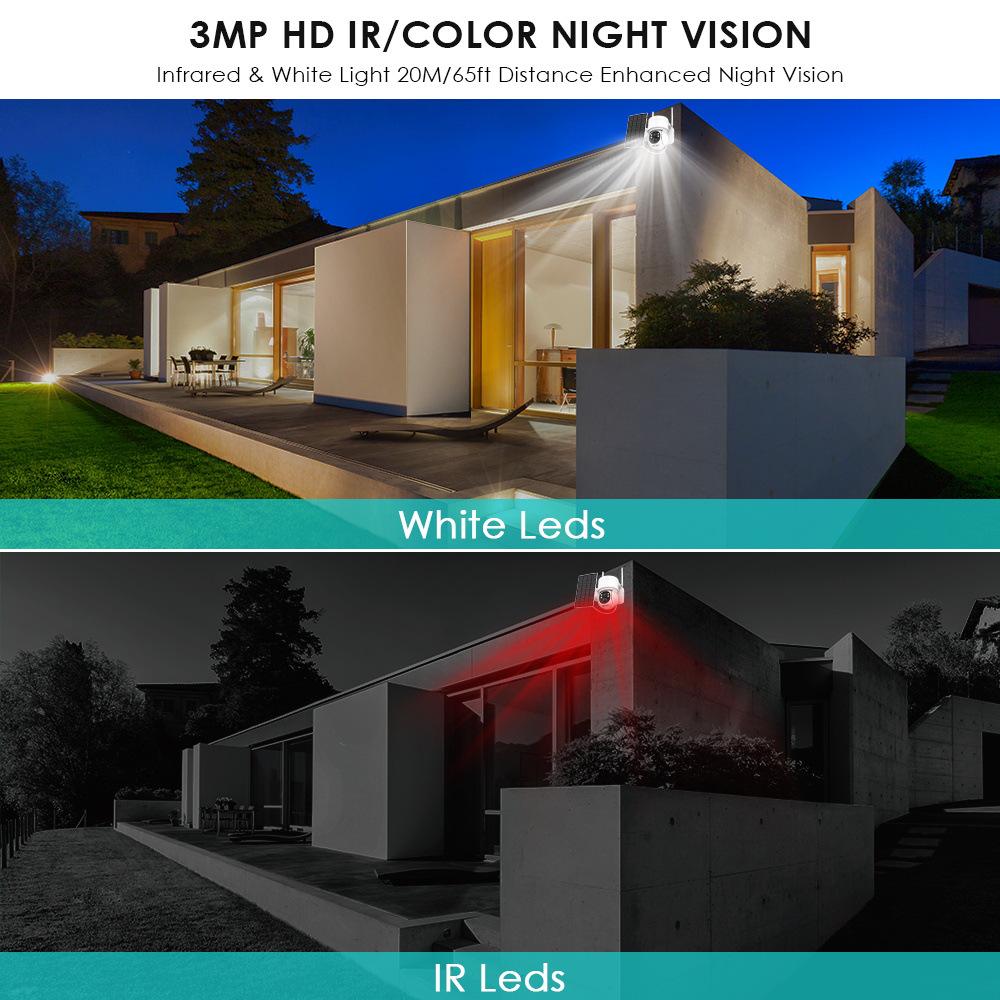 iCSee Solar-Powered PTZ Wireless Security Camera with Battery Monitor