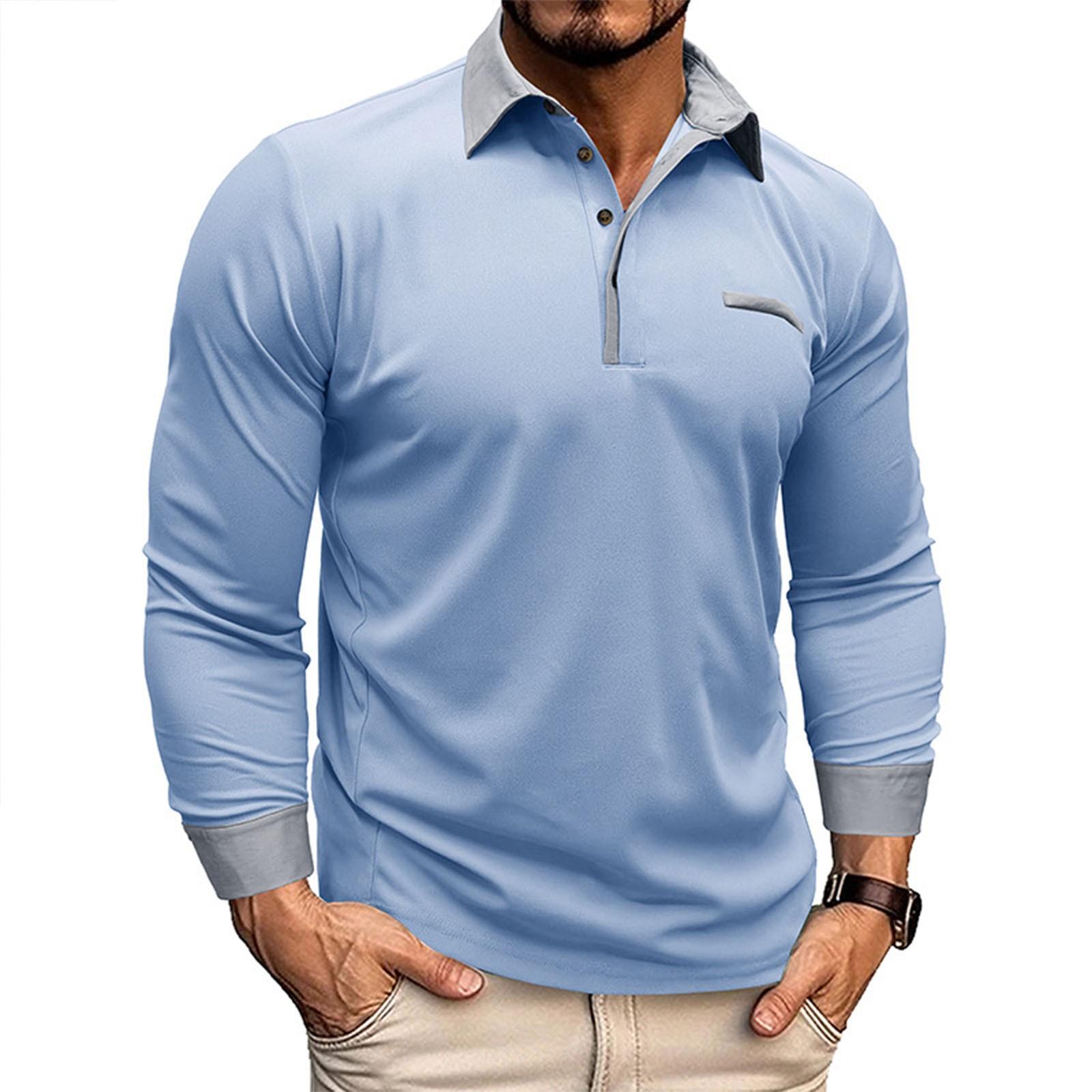

And Winter Men s New Casual Long Sleeved Contrasting Tops Shirt Shirt XL