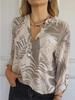 2025 Spring/Summer Women's Loose Casual Long-Sleeve Sequin Pocket Print Shirt