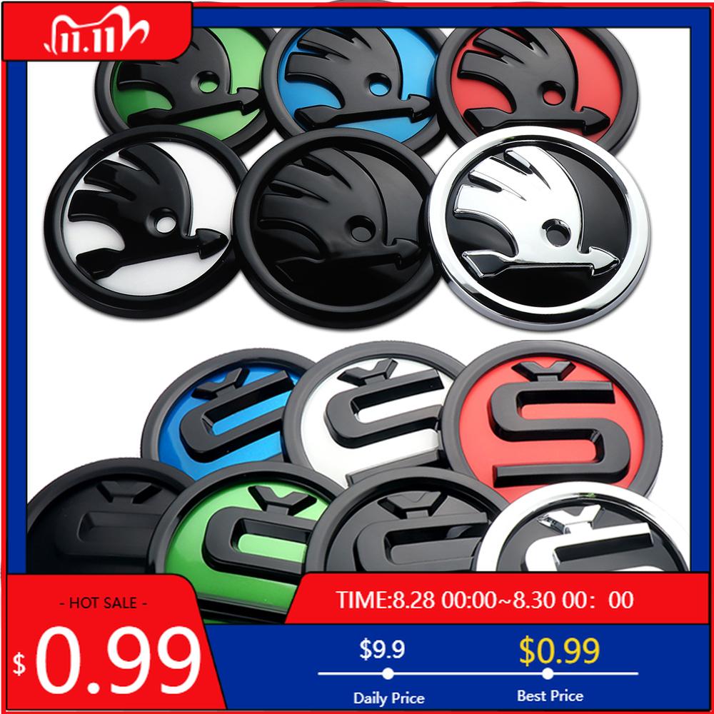 Samolepka na auto 2ks 80/90/100mm Odznak na přední kapotu auta Samolepka s emblémem na zadní kufr pro Skoda Rapid Fabia Octavia 2 A7 Yeti Superb 3 A5