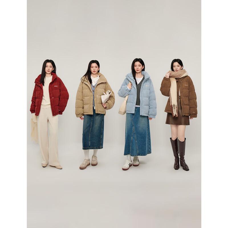 INMAN Women's Retro Corduroy Thickened Down Jacket