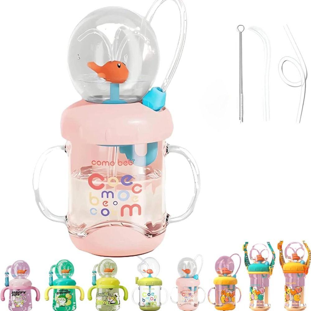 Creative Gift Double Drinking Lid Whale Fountain Tumbler Widened Handle Leak Proof Whale Cup 350ml 220ml Whale Spray Sippy Cup