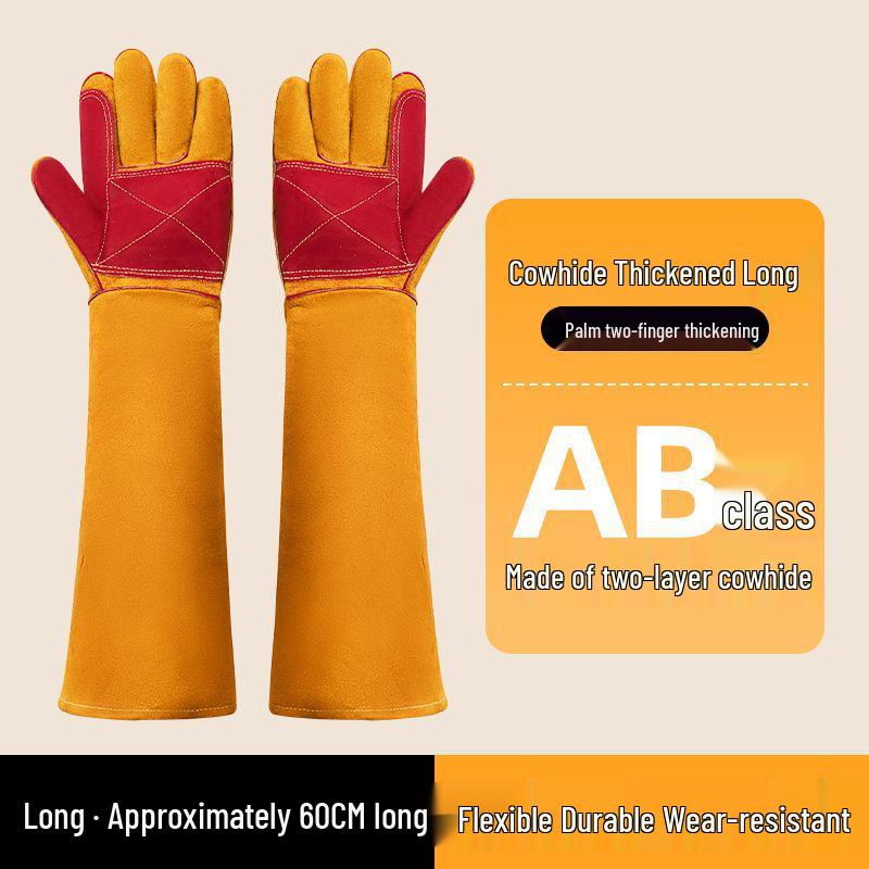 Heat-Resistant Cowhide Welding Gloves - Durable, Anti-Scald, and Soft for Labor Protection