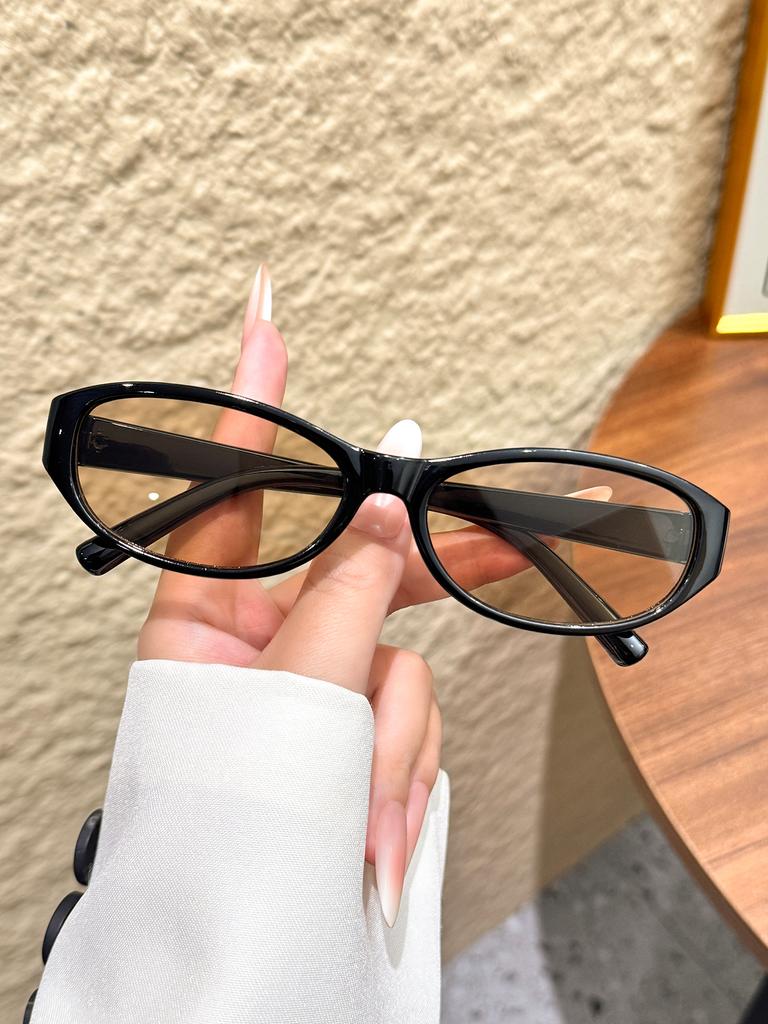 1Pc Retro Fashion Cat-Eye Narrow Frame Sunglasses Classic Versatile Basic Item Sunglasses for Daily Outings Vacation Outfits Dri