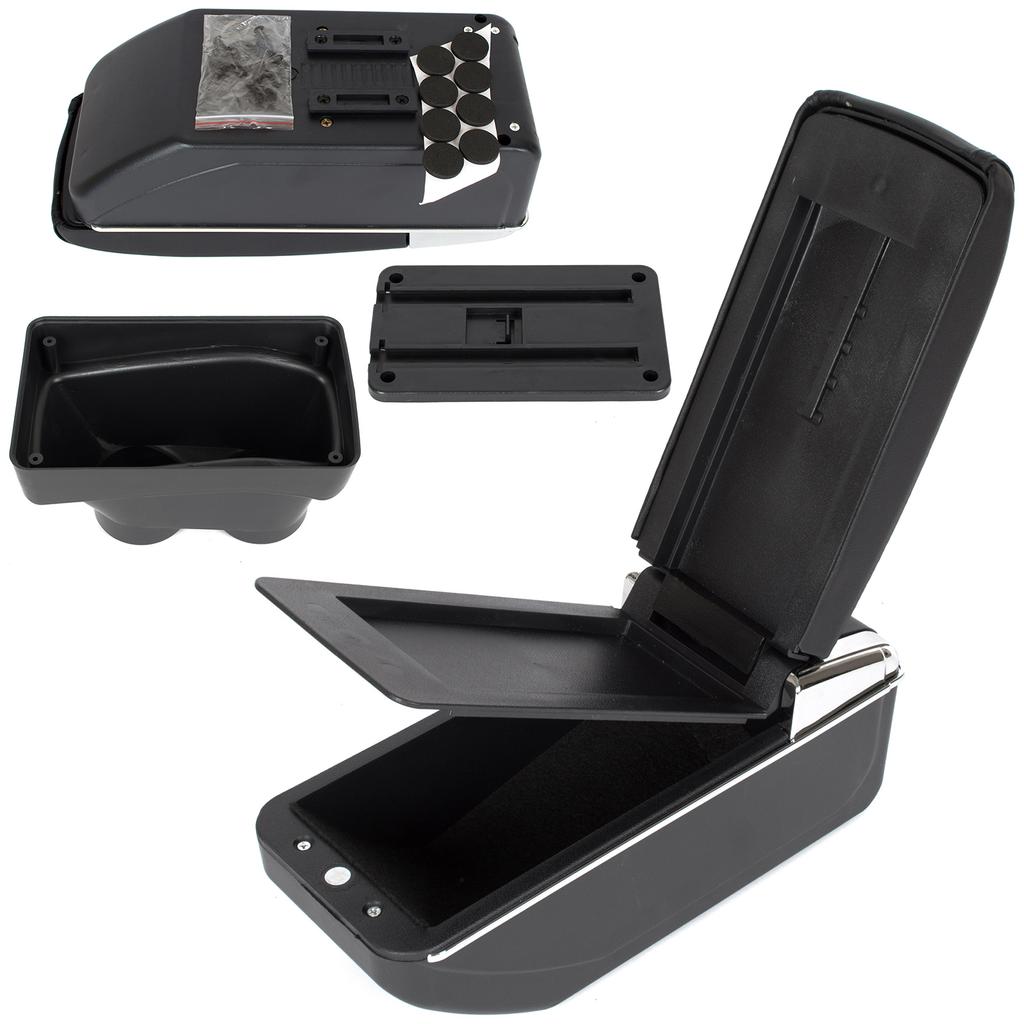 Peugeot 208 12-19 Armrest with Storage Compartment BLACK ECO LEATHER + Installation Kit
