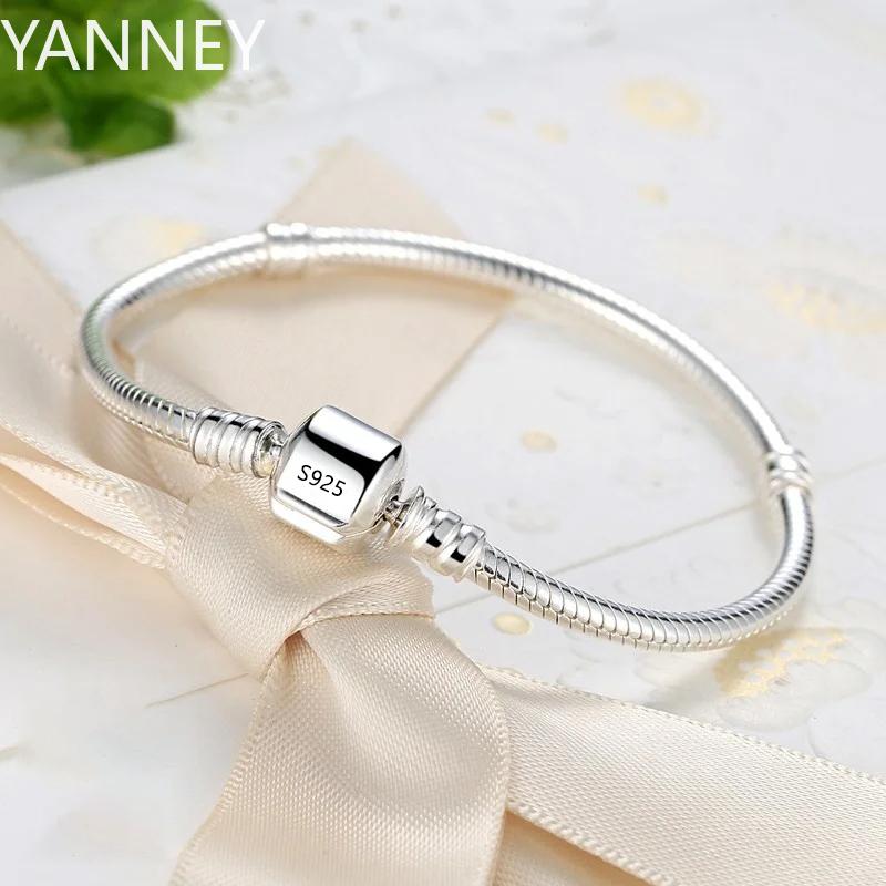 

New Original Fine Jewelry 925 Sterling Silver Charm Bracelet Soft Smooth Snake Bone Bracelets for Women DIY Bangle 16cm