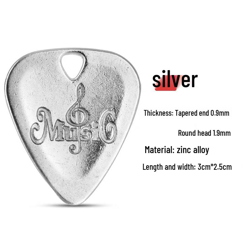 Playable Guitar Pick Necklace: Wood & Metal Pendant for Electric/Bass Guitar