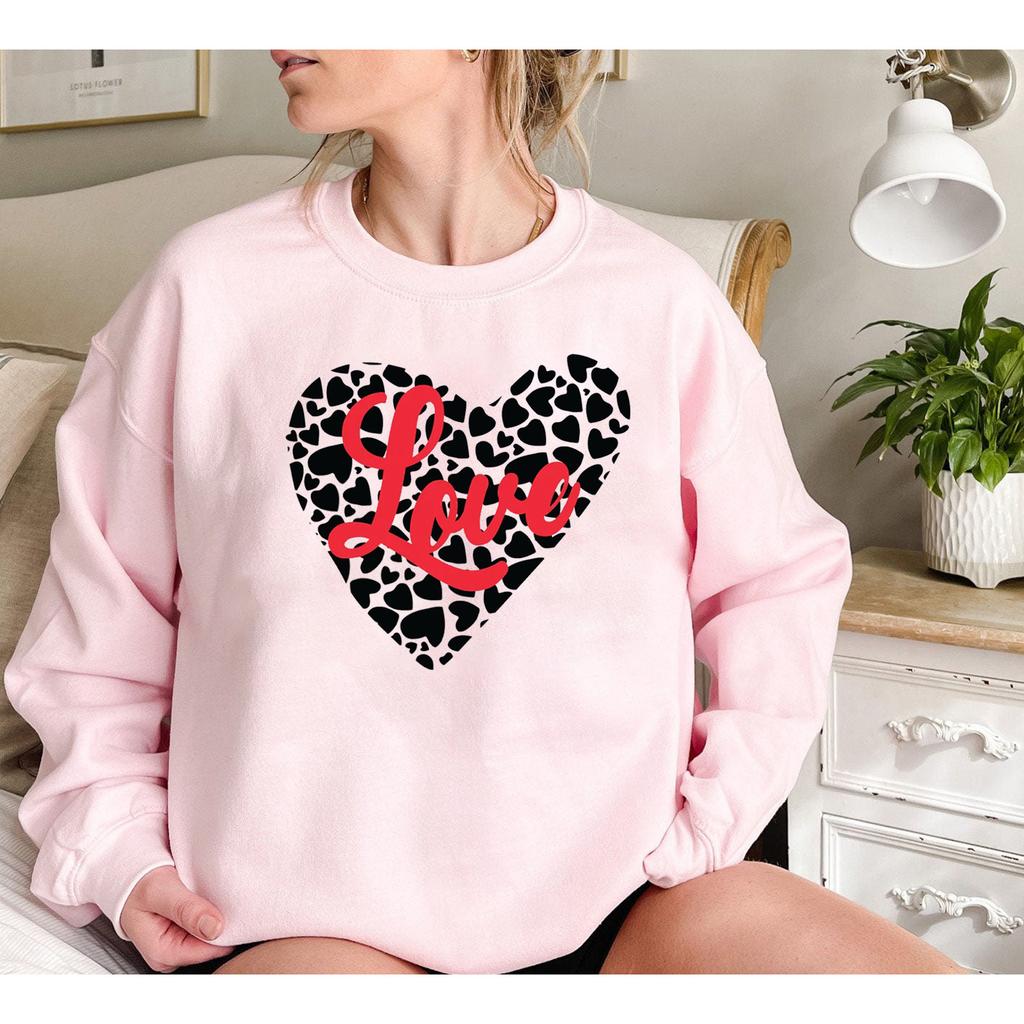 Valentine'S Day Sweater Love Love Print Fleece Sweater