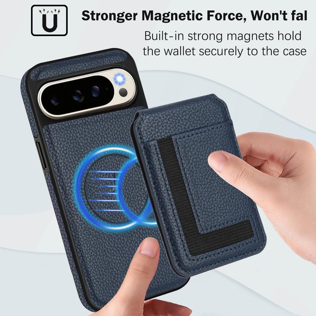 Wallet Case for Google Pixel 8 Pro Premium Leather Case Back Cover Magnetic Detachable with Trifold Wallet Card Holder Pocket for Google Pixel 9 Pro