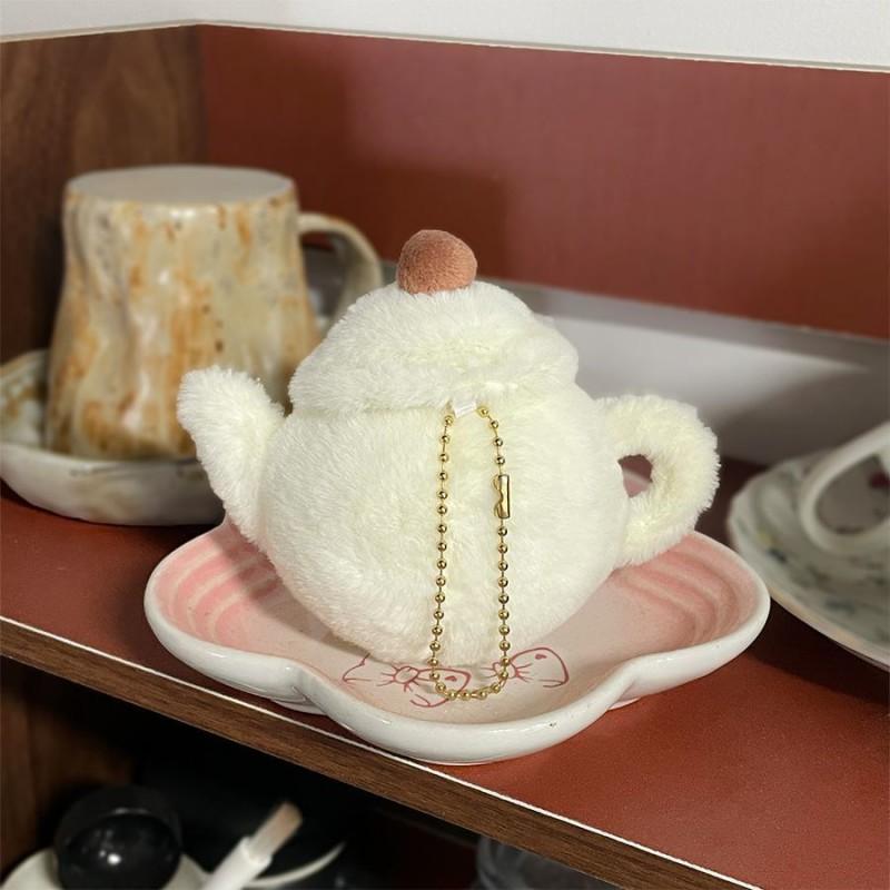 Plush Teapot Keychain Pendant Soft Toy Bag Purse Desk Decor Kids Gift