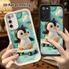 Phone case: 2D flat, suitable for Samsung Galaxy A34 A35 M05 M06 S20 S22 S21 FE Plus 5G protective case, little skateboarding penguin, perfect Christm