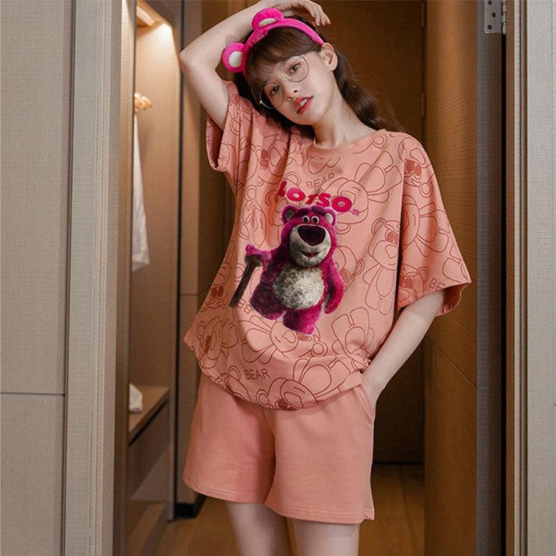 Pajamas Women'S Summer Short-Sleeved Shorts Loose And Cute Cartoon Casual Can Be Worn Outside Pajamas Women'S Loungewear Set