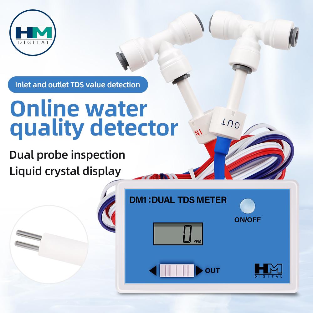 Digital Online Water Quality Tester Dual Probe TDS Meter LCD DM-2 EC Monitor Inlet Outlet Detection for Tap Water Fish Tank