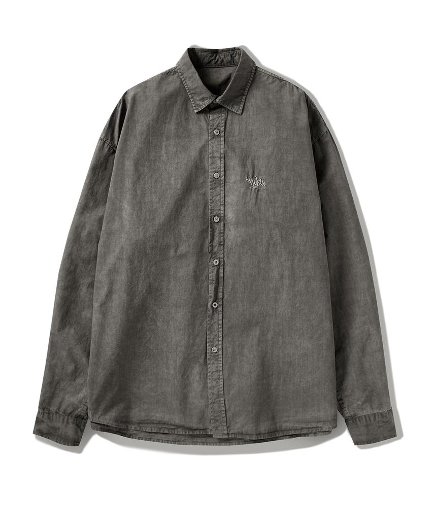Peullukeu Slam Logo Pigment Washed Shirt Dark Grey Fls207