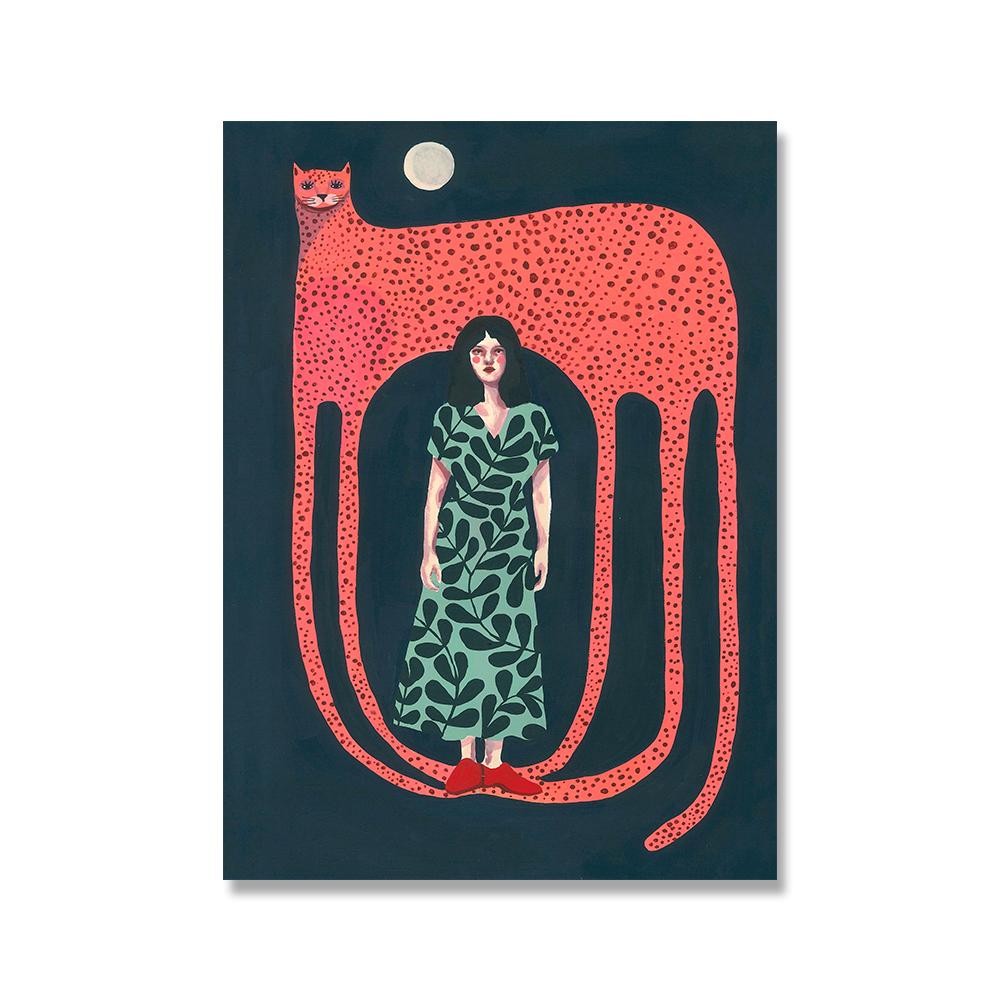 

Скандинавские постеры, печать, иллюстрации, женщина, рыба, растения и животные, джагуа, настенная живопись, холст, картина для гостиной, домашний декор 40x50cm No Framed