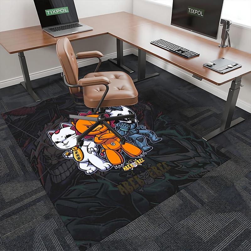 1pc Anime Cat Chair Mat - Cute Cartoon Design, Non-Slip Office Rug for Home Decor, Suitable for All Seasons, Perfect Gift Idea.U010
