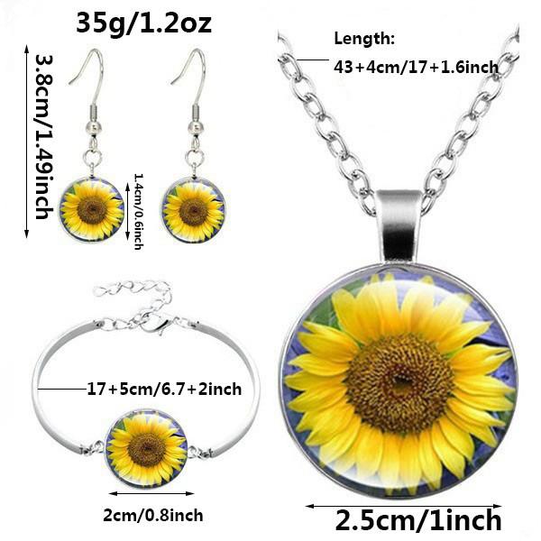 Vintage Sonnenblumen Schmuckset Mit Legierung Anhänger Kette Ohrringe Für Damen