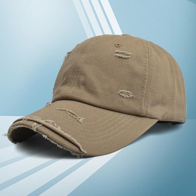 Summer sunscreen cotton ripped baseball cap embroidery big head circumference showing face small cap characters