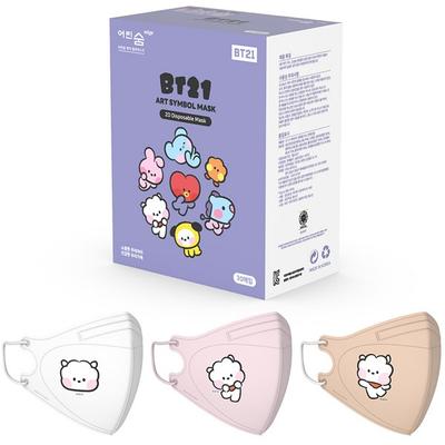 Young Breath Edge Line Friends BT21 Art Symbol Bird Beak Color Mask Large RJ Minini 3 Types X 10p Set, 1 Set, White, Light Pink, Light Beige