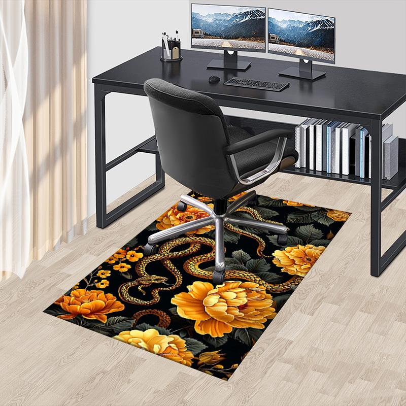 1PC Snake Flowers Anti-slip carpet, suitable for Office, bedroomand playrooms. It can also be used as a sofa footrest cover-W75